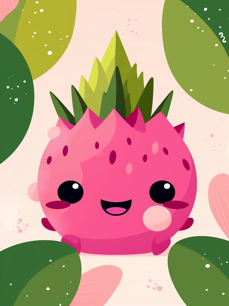 Dragon Fruit Kawaii Illustration 4