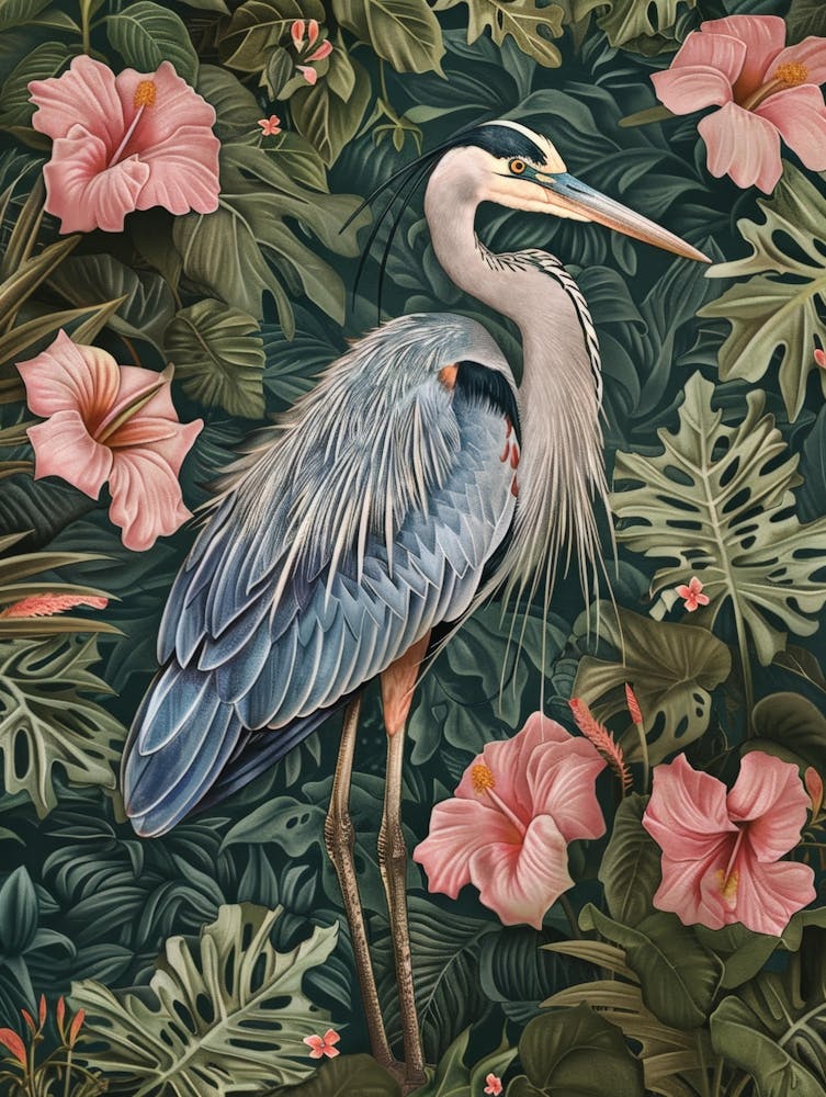 Blue Heron In The Jungle