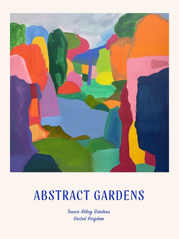 Colourful Gardens Tresco Abbey Gardens United Kingdom 3 Blue Poster