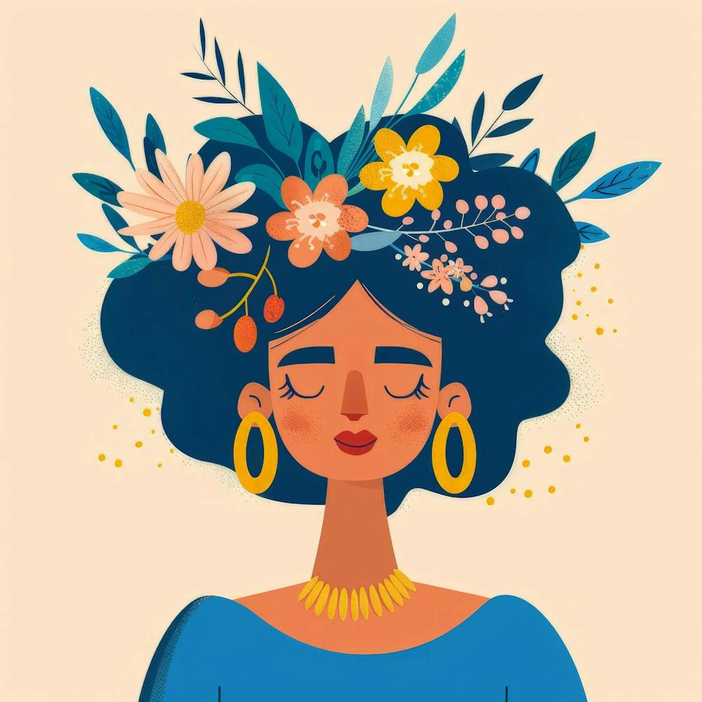 Woman With Flowers On Her Head 6