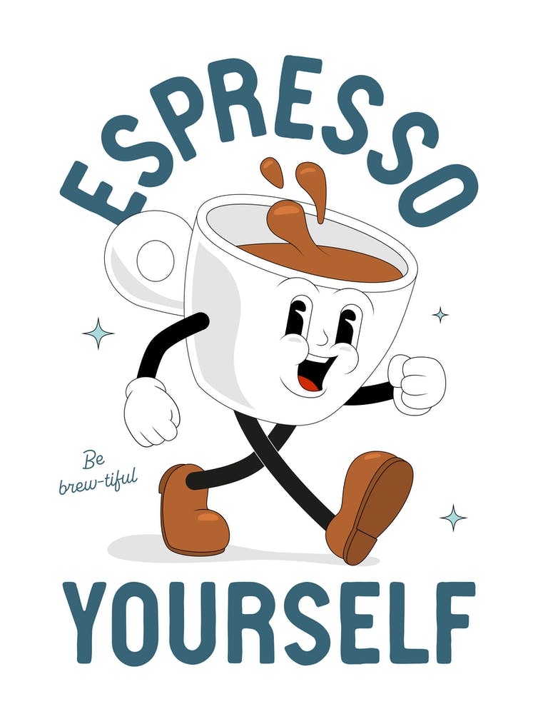'Espresso Yourself' retro coffee poster
