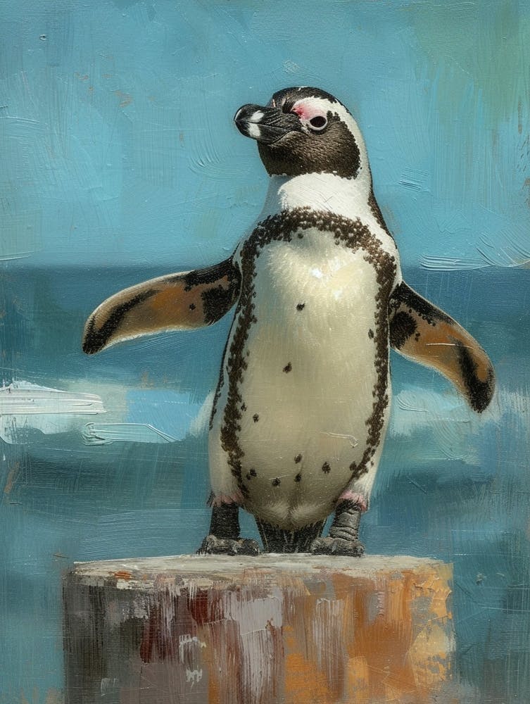 Galapagos Penguin St Kilda Breakwater Colour Block Painting 3
