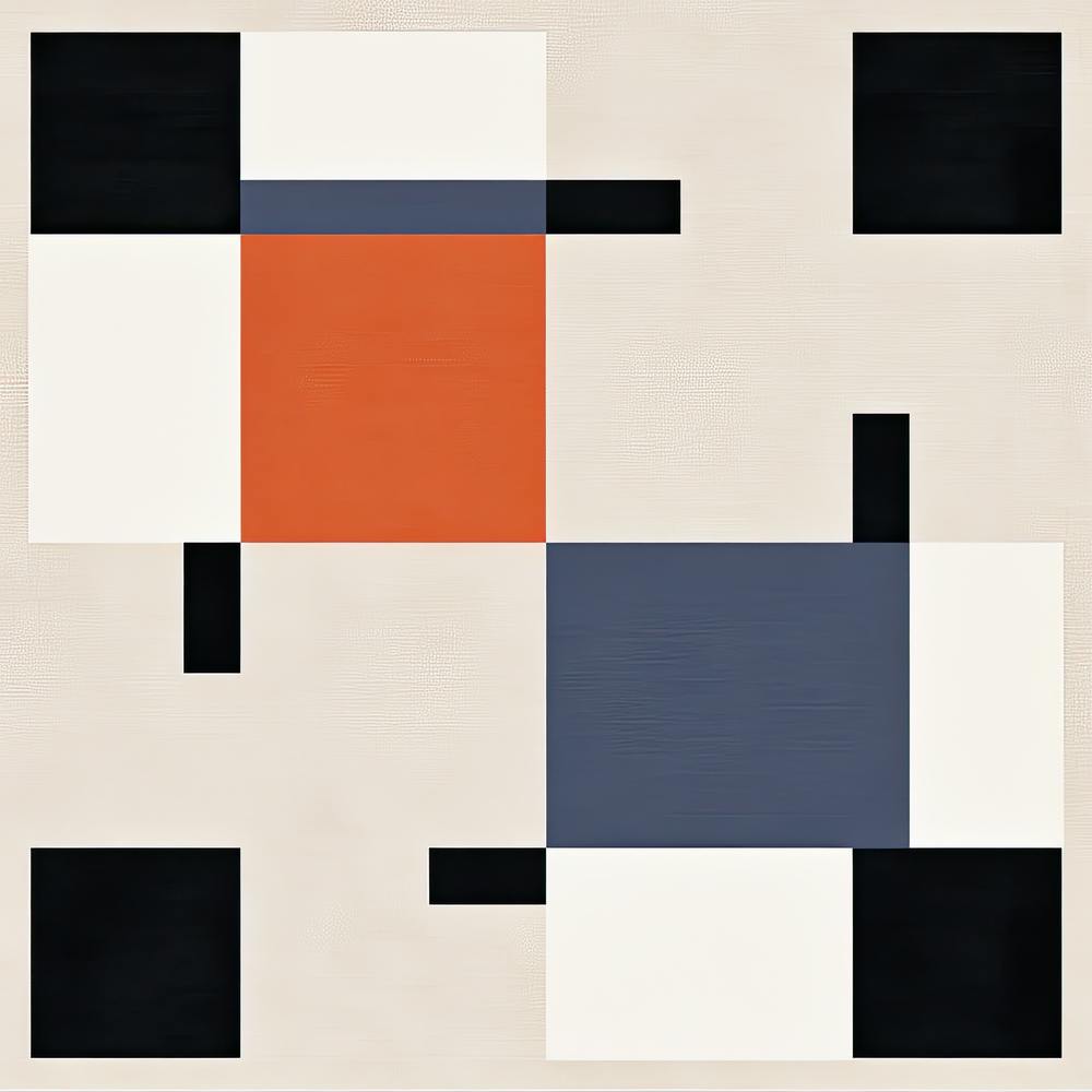 White, Black and Orange Squares