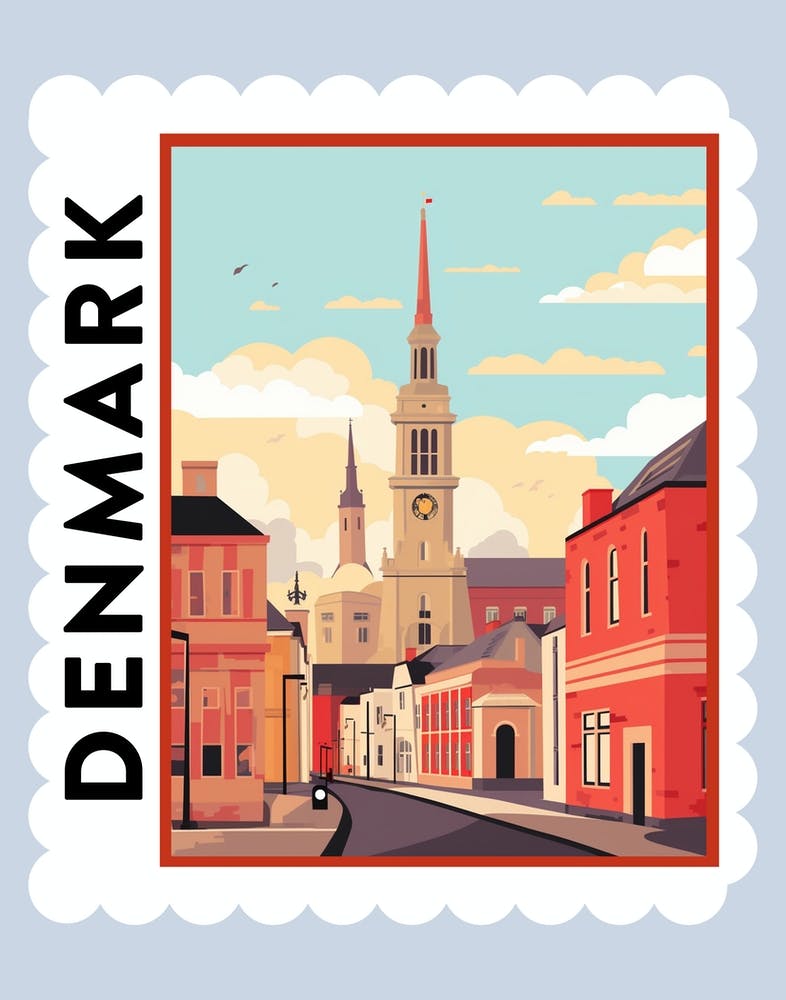 Denmark 1 Travel Stamp Poster