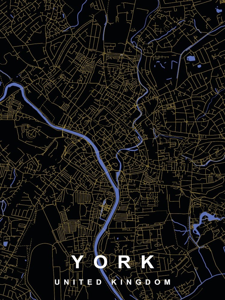 York City Map Black and Gold