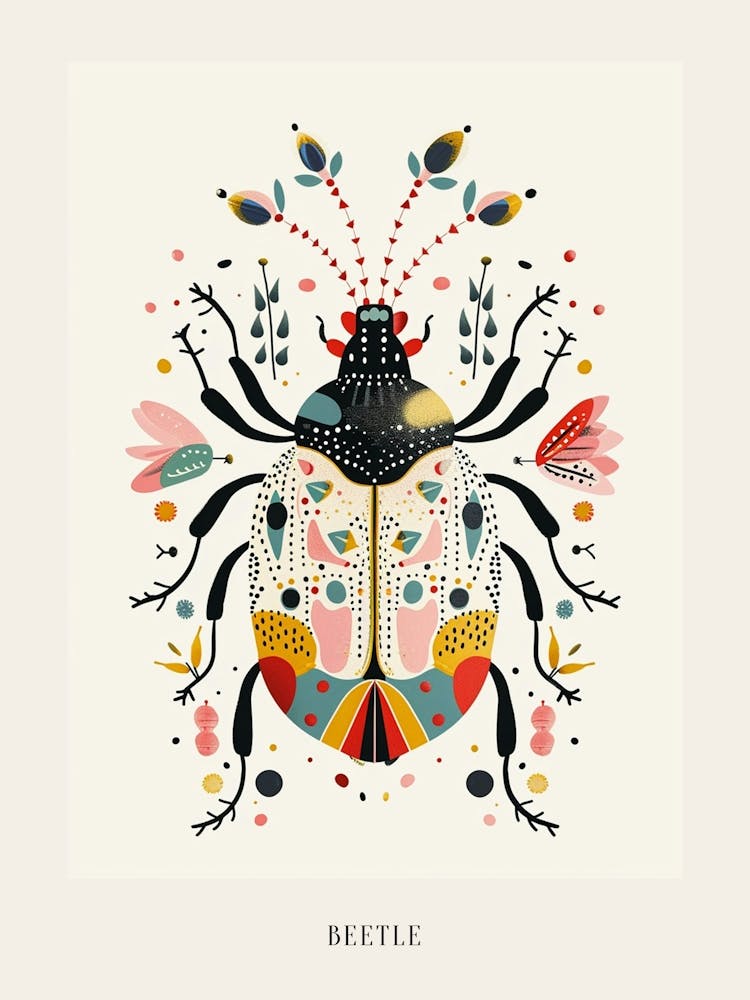 Colourful Insect Illustration Beetle 10 Poster