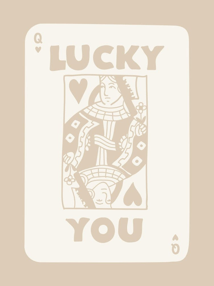 Lucky You Queen Playing Card Beige