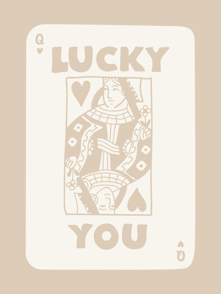 Lucky You Queen Playing Card Beige