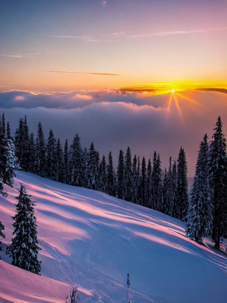 Oberstdorf, Germany Sunrise Skiing Poster