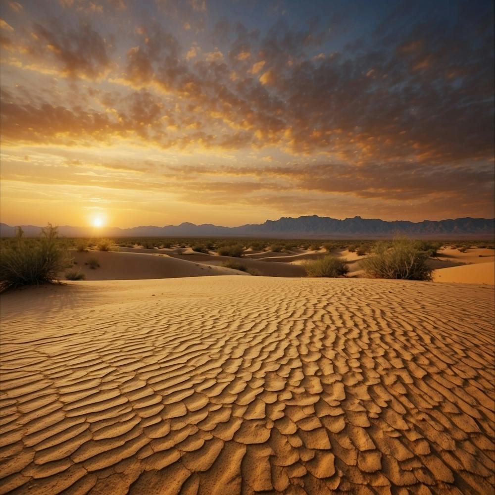 Wüstenlandschaft bei Sonnenuntergang
