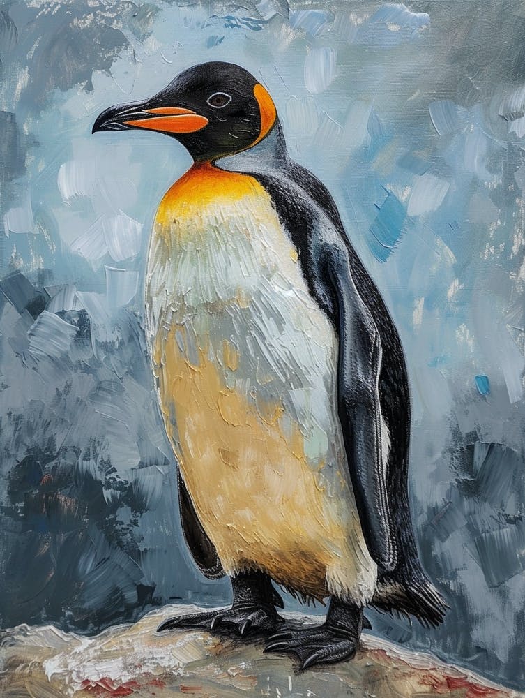 African Penguin Ross Island Oil Painting 1
