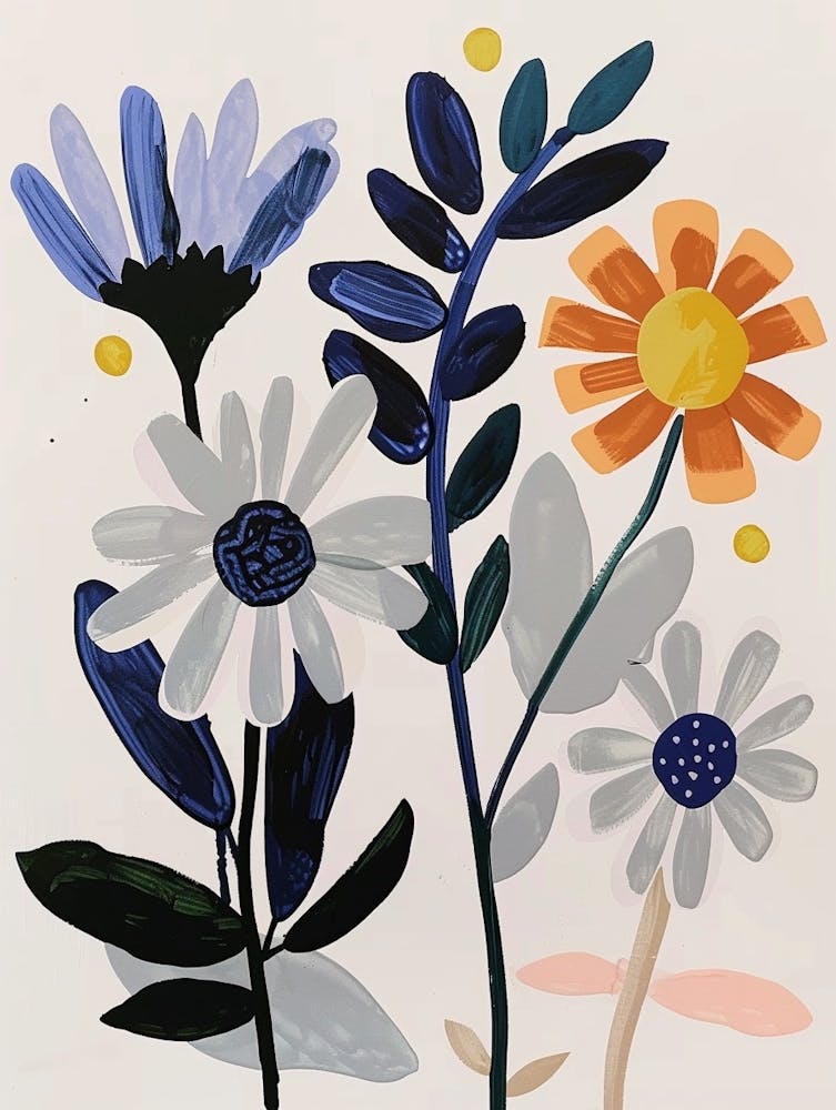 Gemalte Florale Cineraria 6