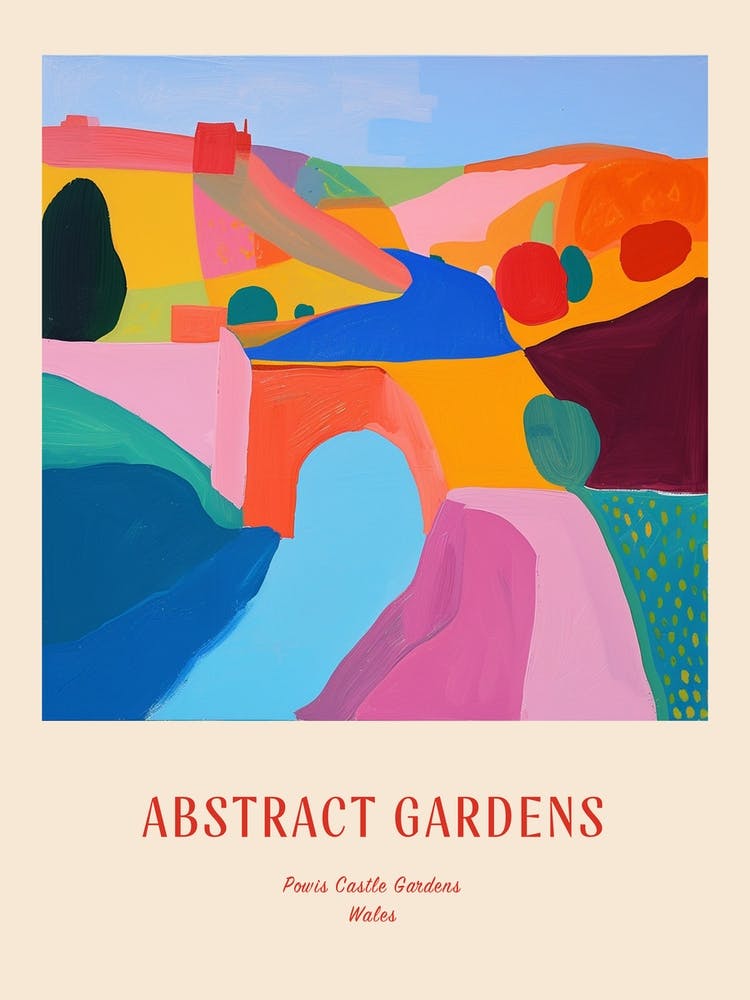 Colourful Gardens Powis Castle Gardens Wales 4 Red Poster