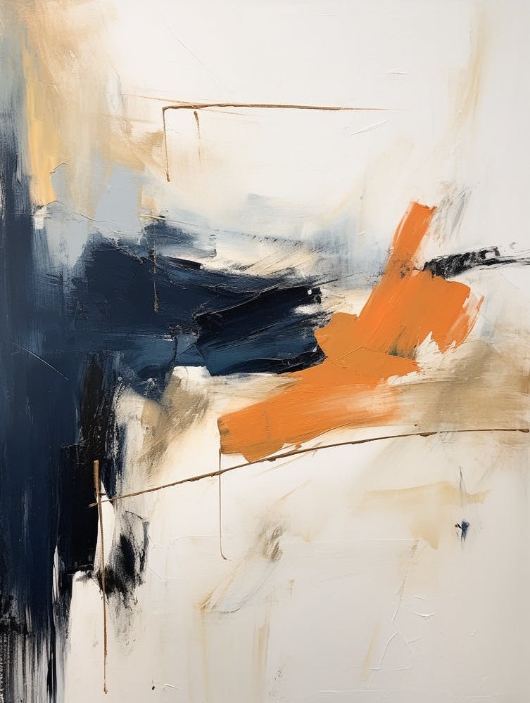 Navy And Orange Autumn Abstract Painting 10