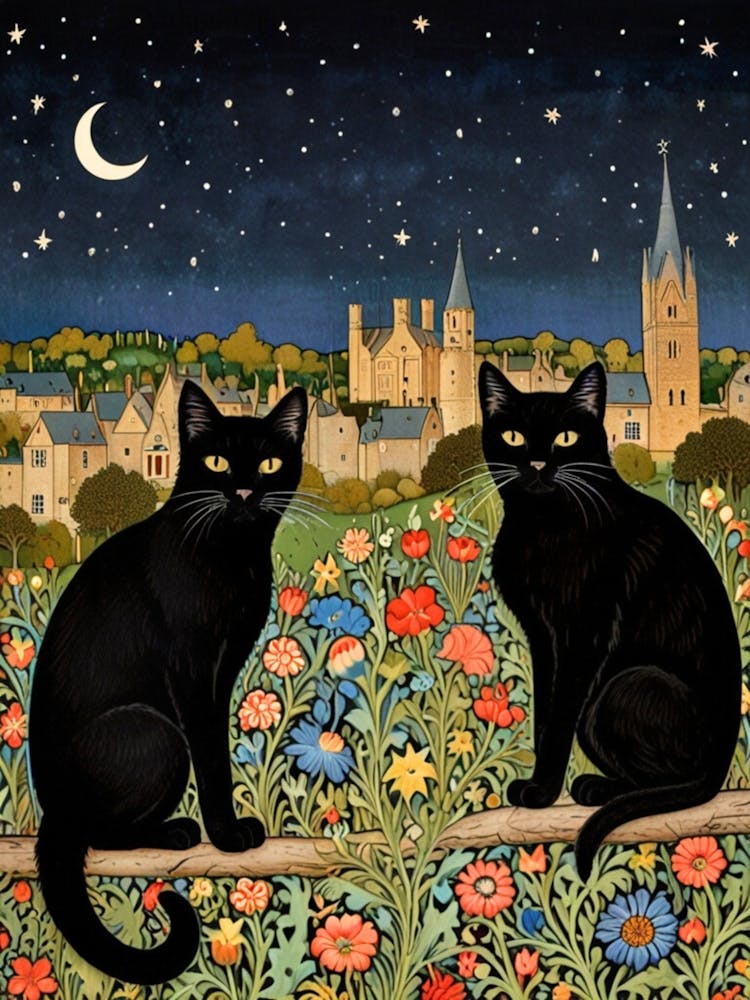 William Morris Black Cats At Night