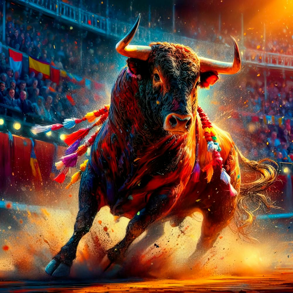 Bull Running In A Bullring