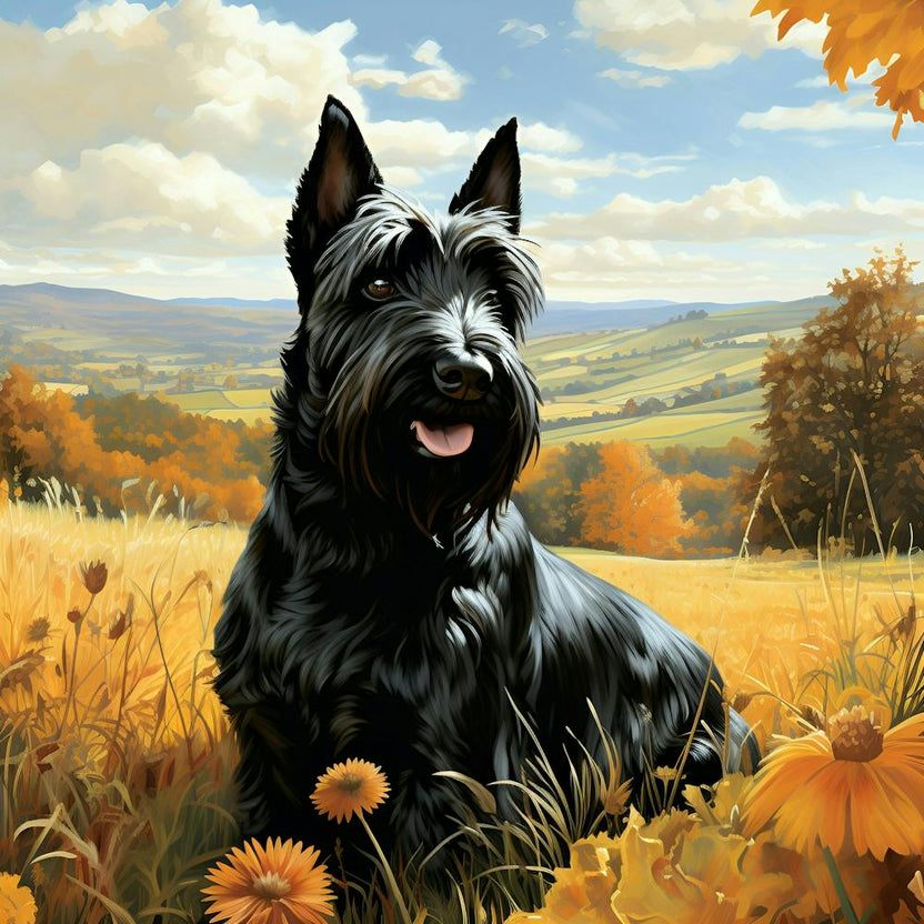 Scottish Terrier In Golden Field
