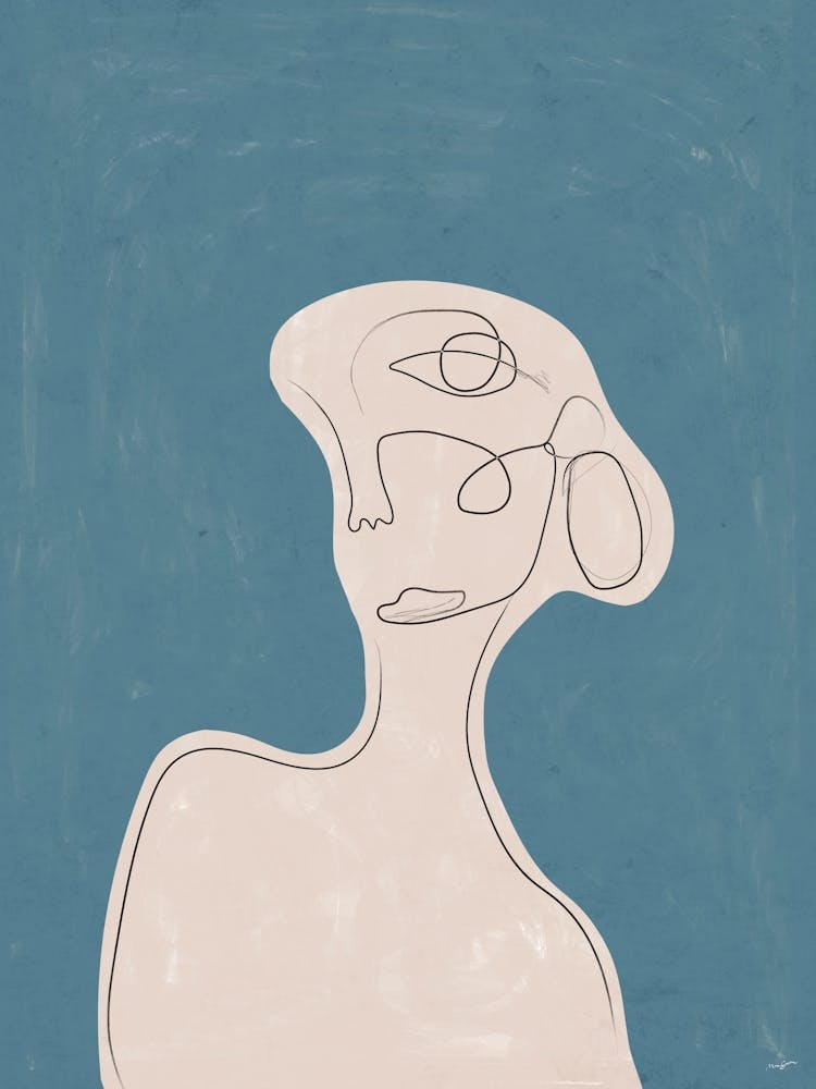 Abstract Portrait Of A Woman Blue
