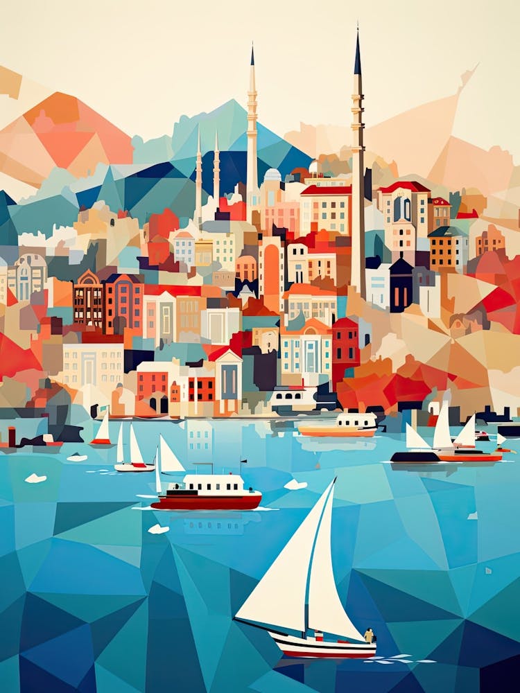 Istanbul, Turkey, Geometric Illustration 2