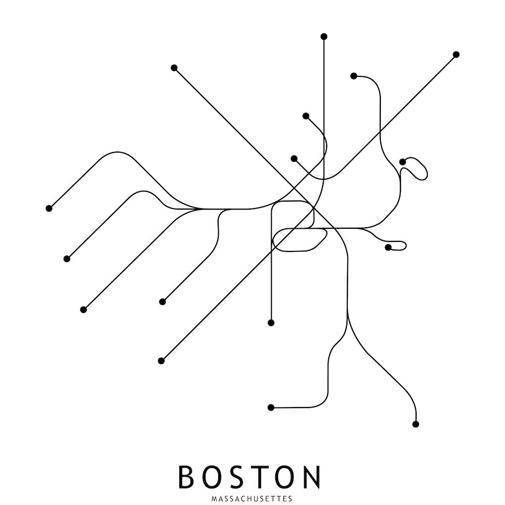 Boston Subway White Map Square