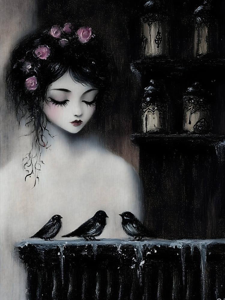 Girl With Birds 1