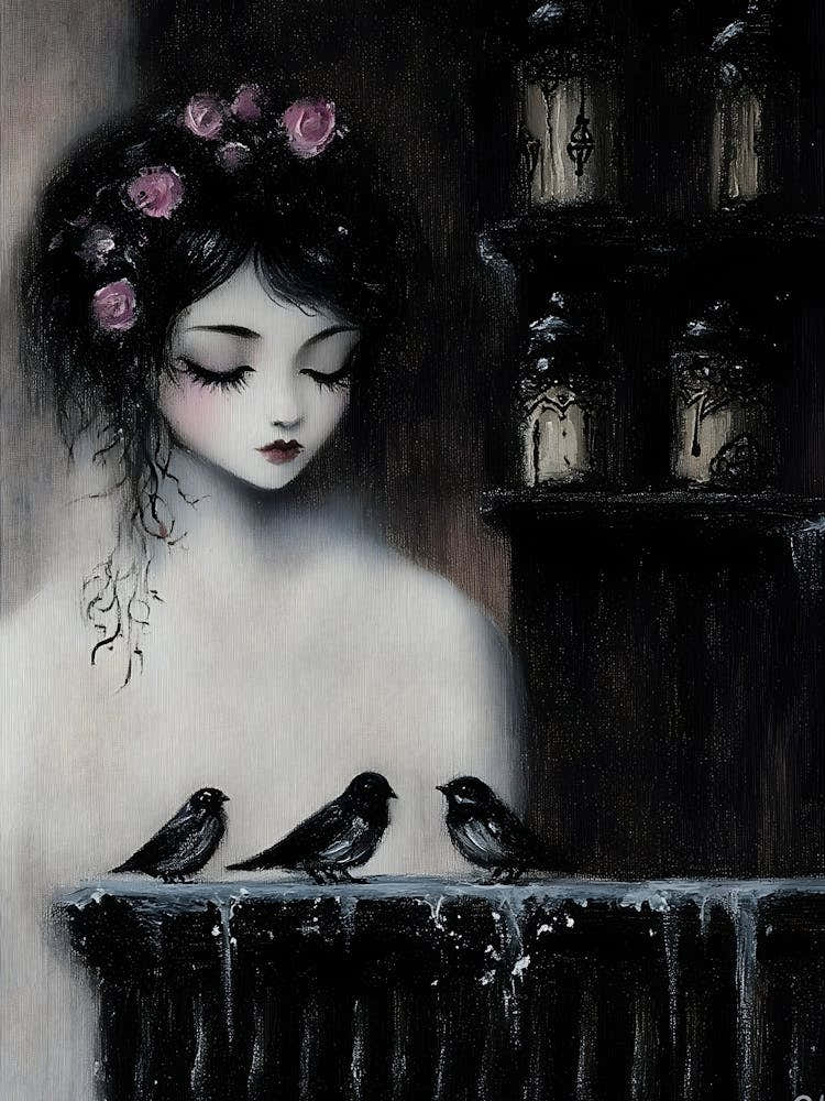 Girl With Birds 1