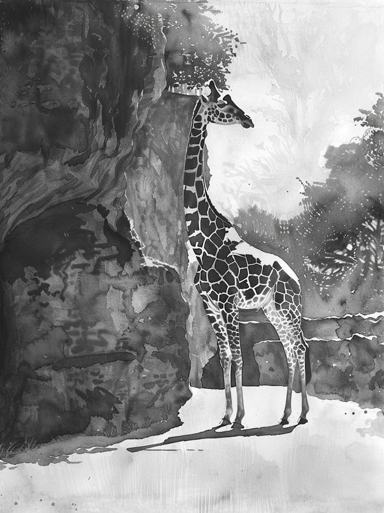 Zoo Austin Texas Black And White Watercolour 3