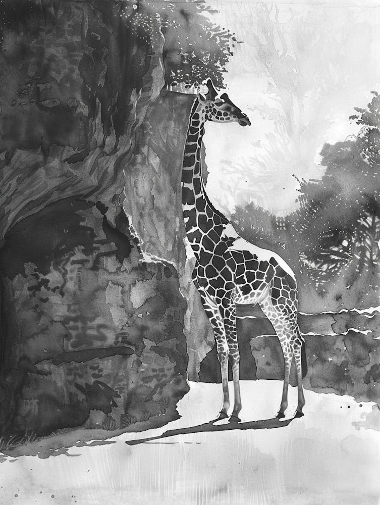 Zoo Austin Texas Schwarz-Weiß-Aquarell 3