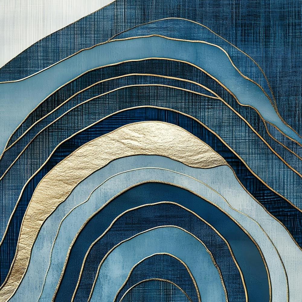 Blue And Gold Abstract Painting 1