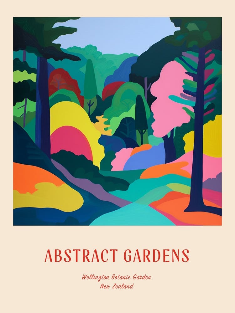 Colourful Gardens Wellington Botanic Garden New Zealand 1 Red Poster