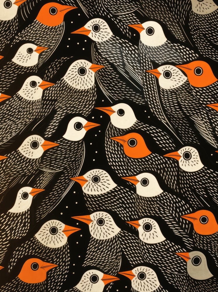 Birds On A Black Background