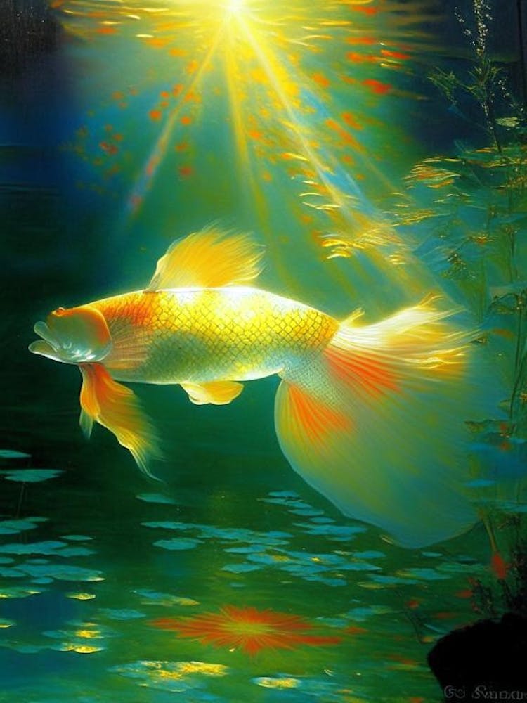 Utsurimono Koi Fish Monet Style Classic Painting