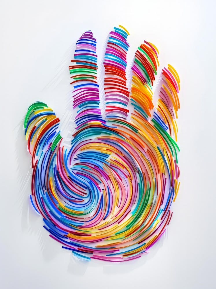 Colorful Hand Made Of Colored Pencils