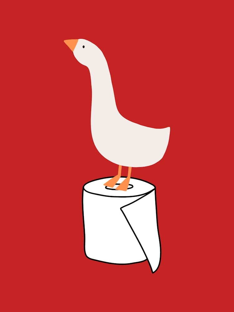 Silly Goose on Toilet Paper Red