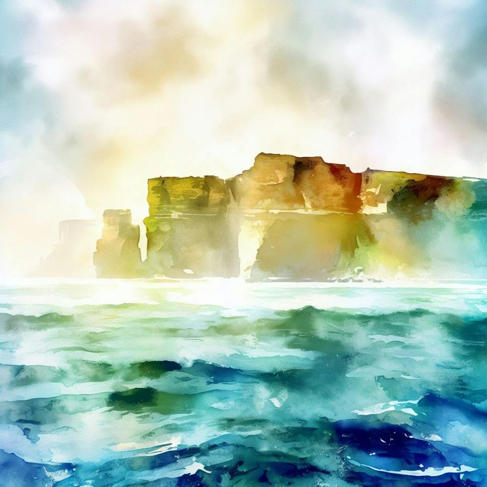 Watercolor Cliffs of Moher 1