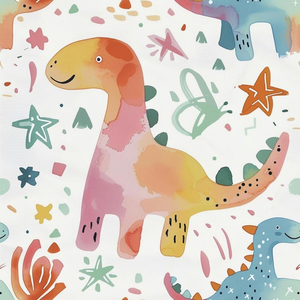 Starry Dinosaur Muted Pastels Pattern 3
