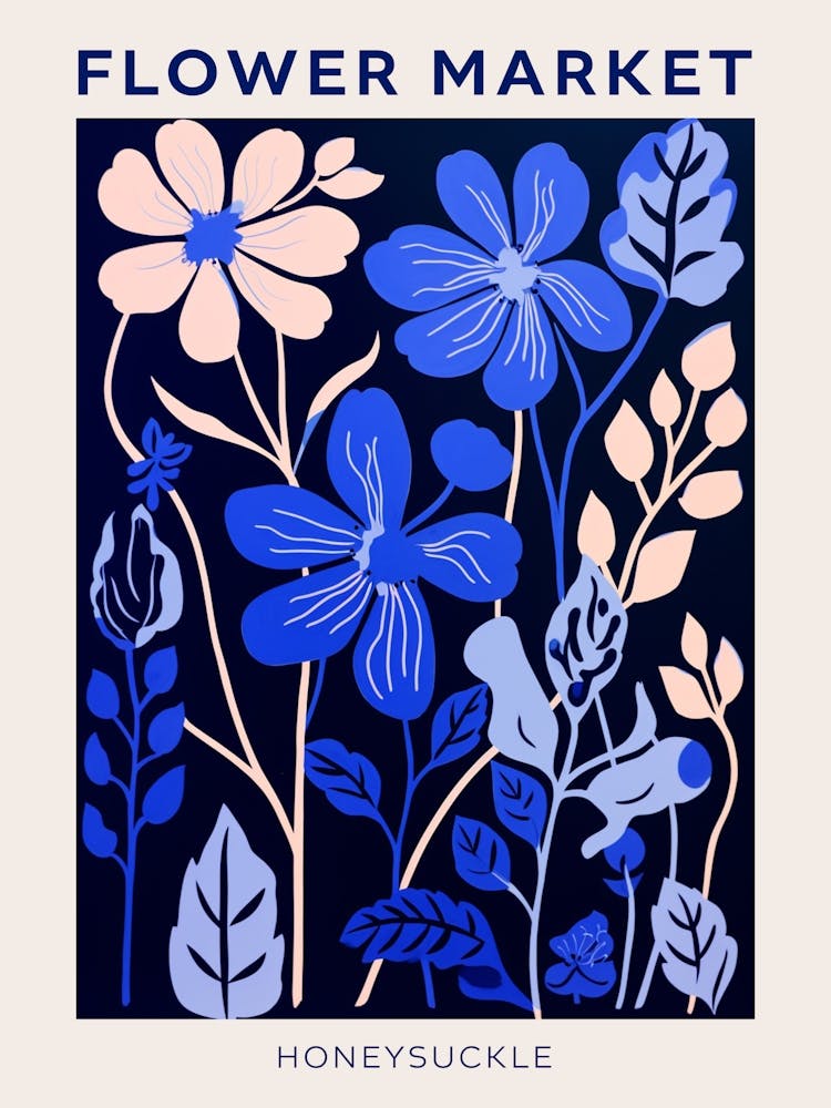 Blue Flower Market Poster Honeysuckle 3
