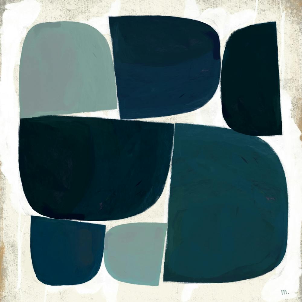 Blue Pebbles Abstract Square Composition