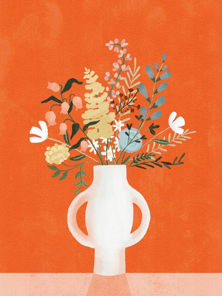 Flowers in Vase Red