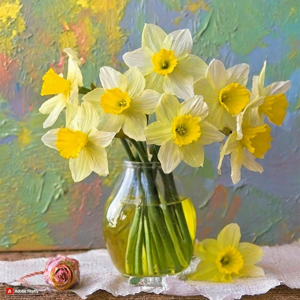 Firefly Vintage Daffodils In A Vase 44346