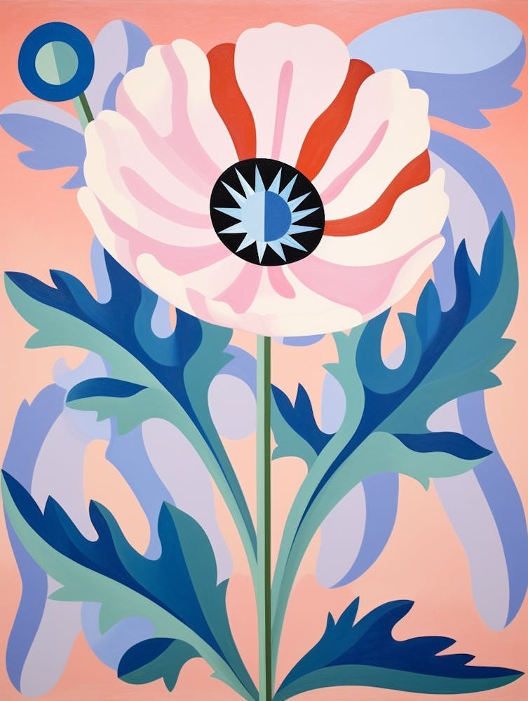 Anemone 5 Hilma Af Klint Inspired Pastel Flower Painting