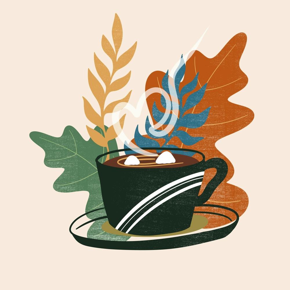 Coffee Cup With Leaves 4