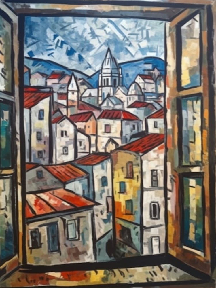 Window View Of Vienna Of In The Style Of Cubism 1