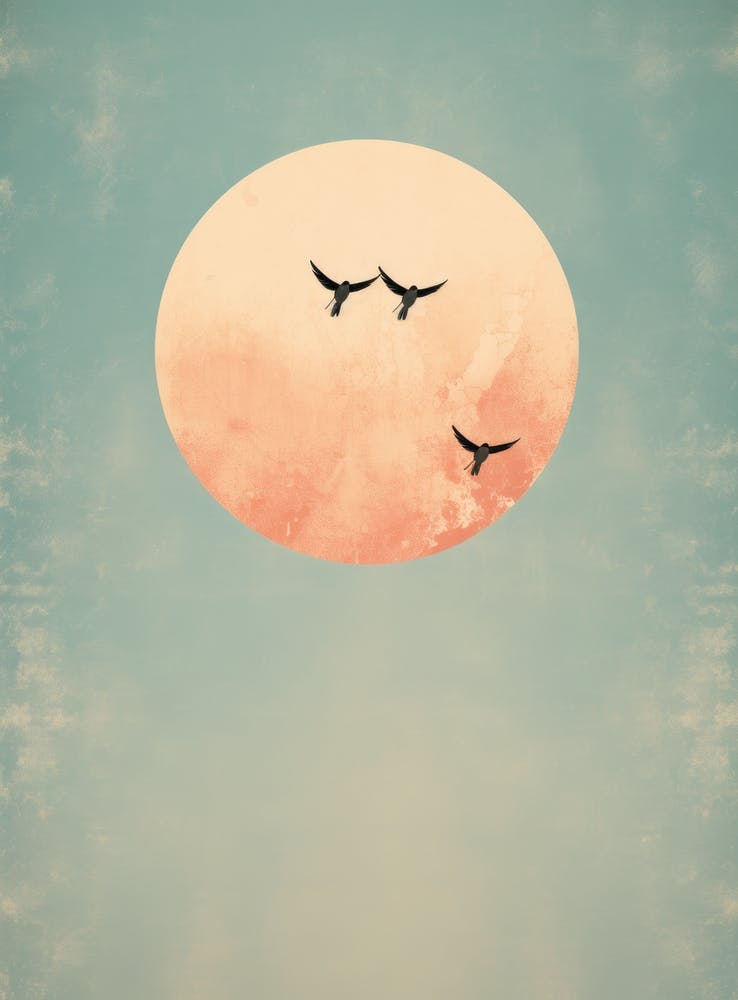 Full Moon With Birds 2