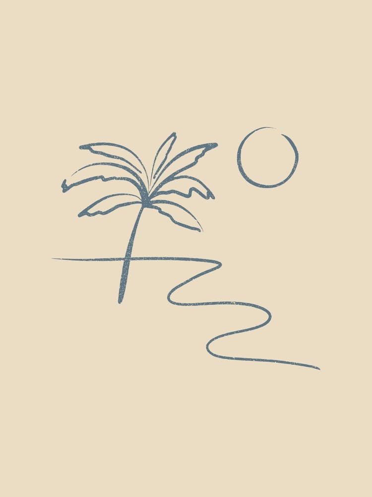 Palm Tree Beach Scene
