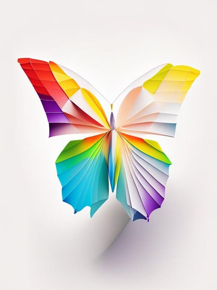 Schmetterling auf Regenbogen Origami-Stil 1
