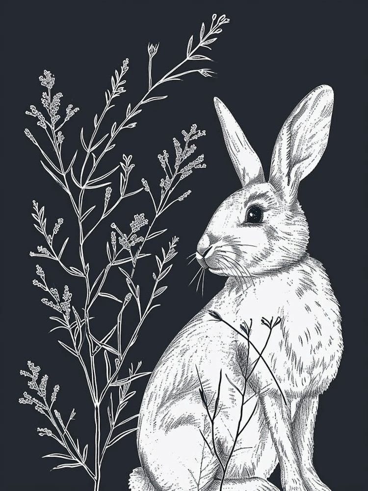 Blanc De Hotot Rabbit Minimalist Illustration 4