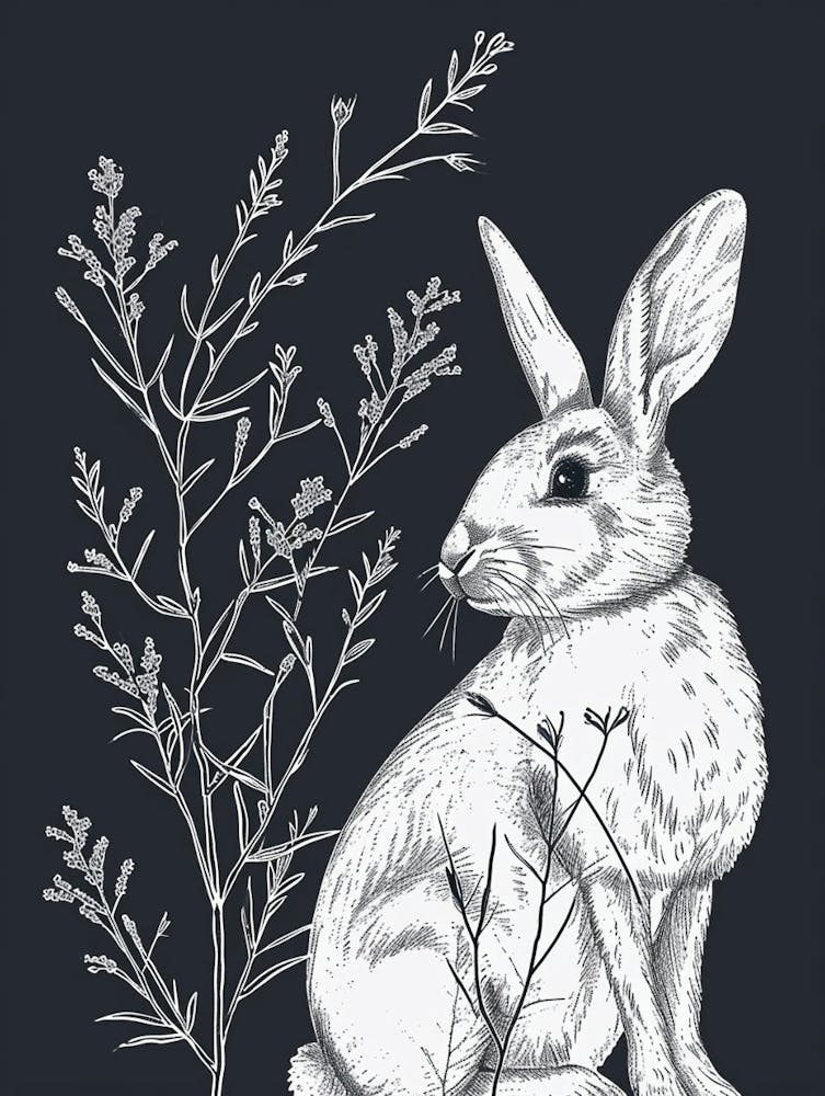 Blanc De Hotot Rabbit Minimalist Illustration 4