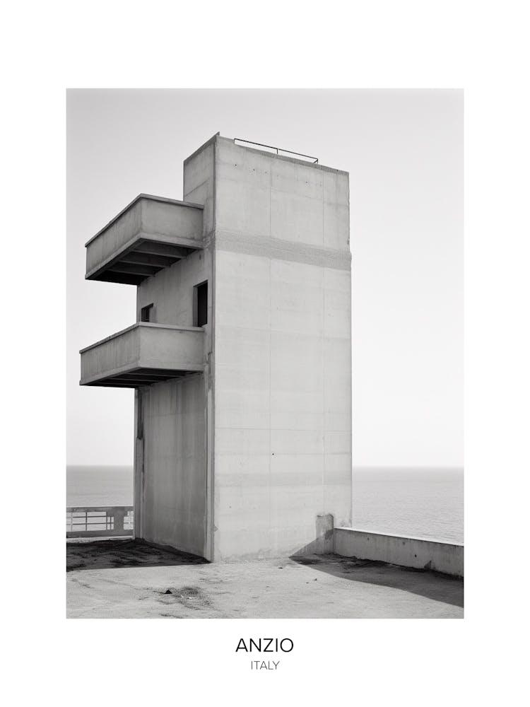 Poster Of Anzio, Italy, Black And White Photo 2