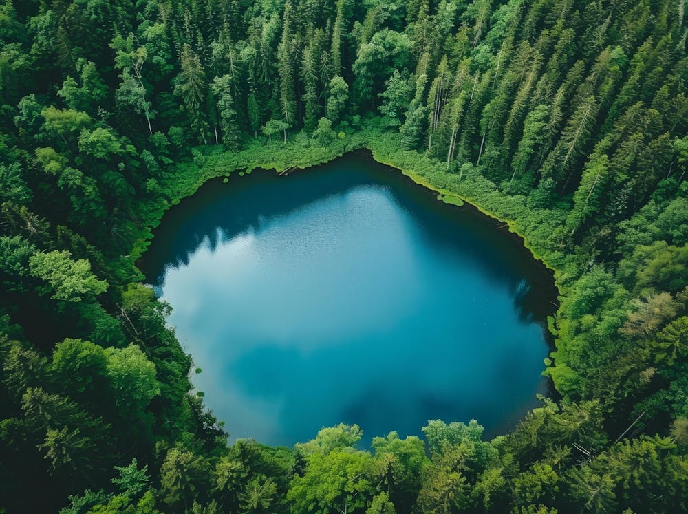 Blue Lake In The Forest